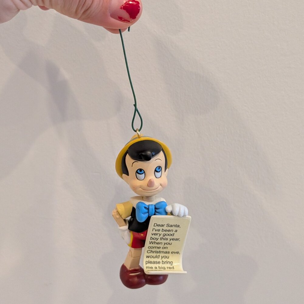Vintage Disney Grolier Pinocchio Christmas Ornament - "Dear Santa"